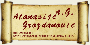 Atanasije Grozdanović vizit kartica